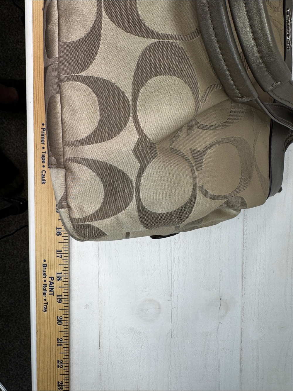 Coach F18828 Signature Satin Pleated Tote Shoulder Bag Pewter Bronze - Picture 15 of 16